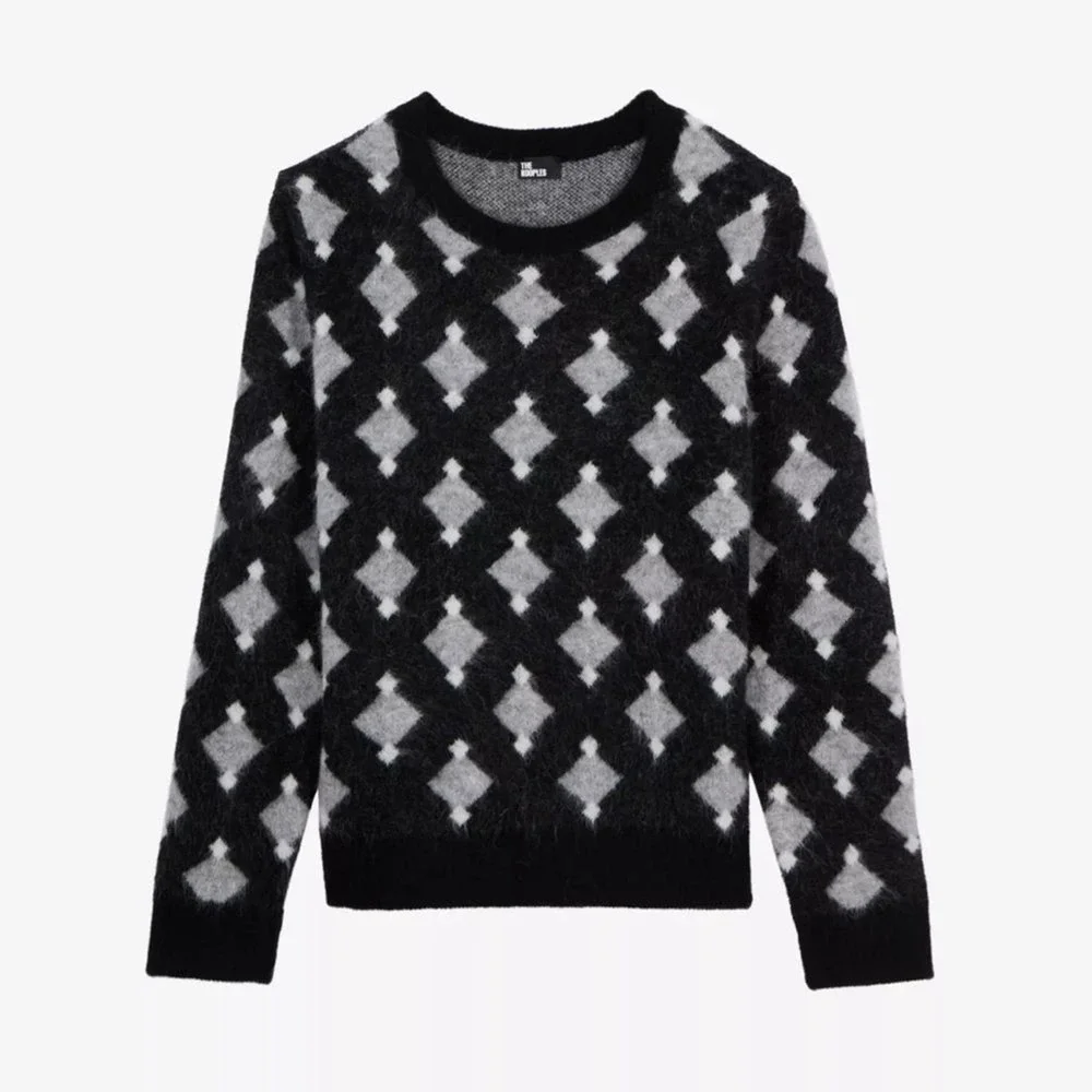 The Kooples Alpaca Blend Lux Diamond Pattern Sweater Size XXL‎ NWT Oversized